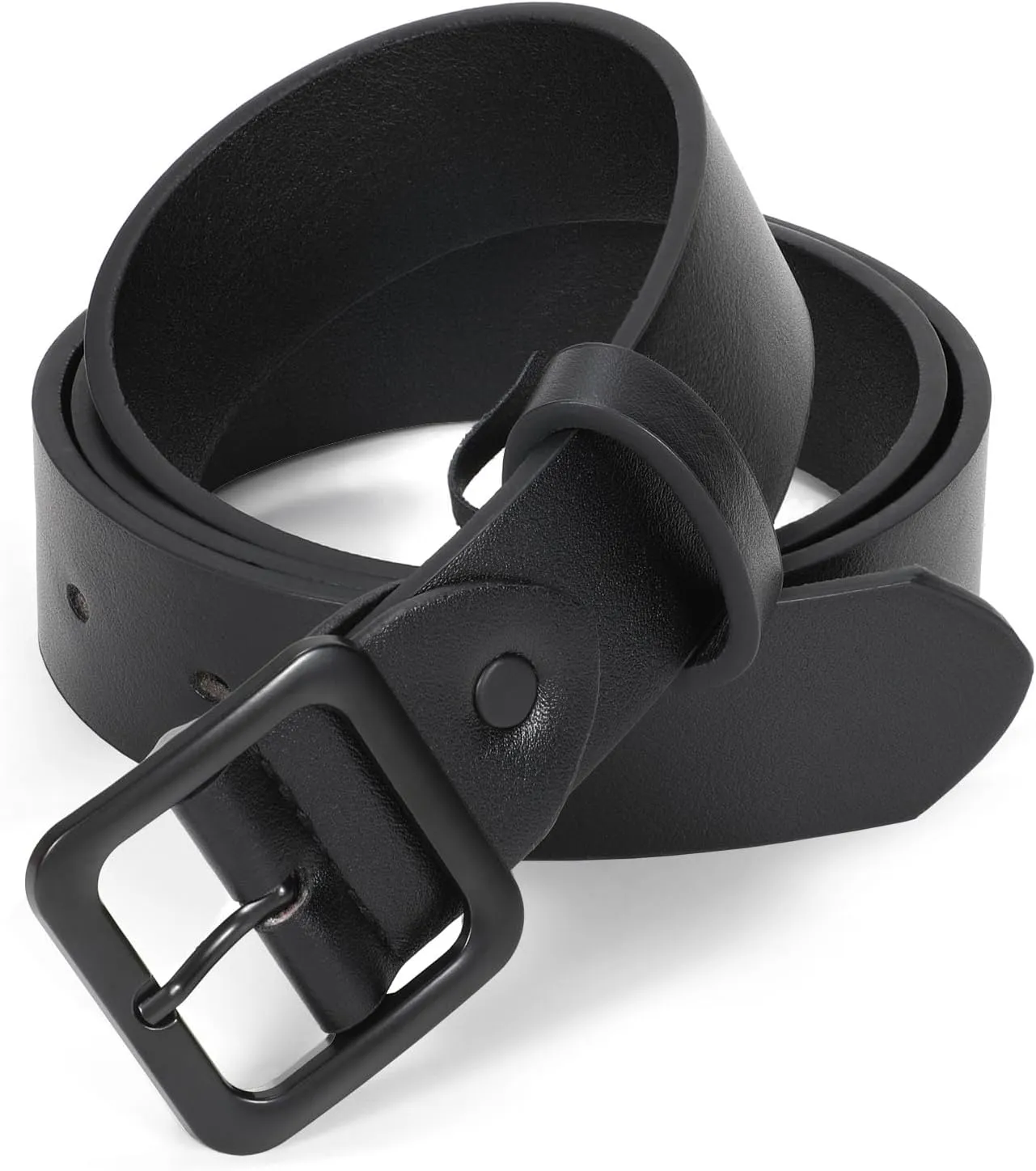 XZQTIVE Women’s Leather Belts for Jeans Pants Dresses Fashion Ladies Black Belt with Square Buckle