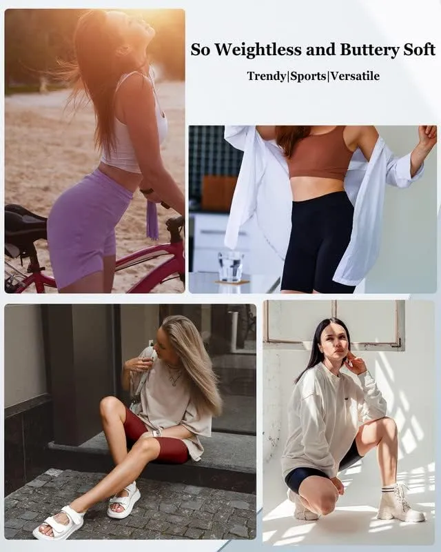YOGAFREE Biker Shorts for Women High Waist Yoga Shorts with Pockets Stretch Tummy Control Workout Athletic Running Shorts