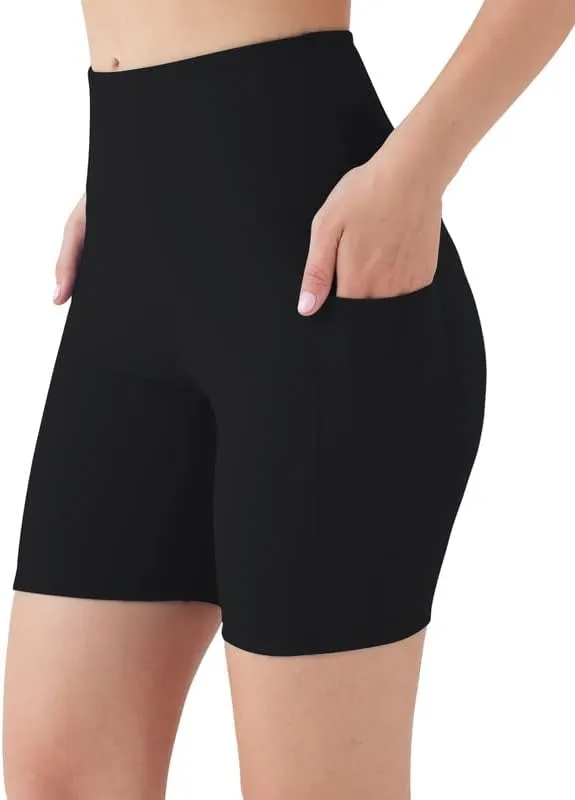 YOGAFREE Biker Shorts for Women High Waist Yoga Shorts with Pockets Stretch Tummy Control Workout Athletic Running Shorts