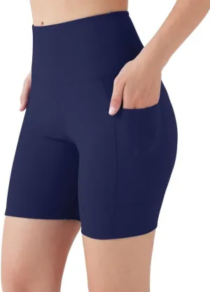 YOGAFREE Biker Shorts for Women High Waist Yoga Shorts with Pockets Stretch Tummy Control Workout Athletic Running Shorts