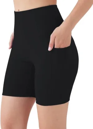 YOGAFREE Biker Shorts for Women High Waist Yoga Shorts with Pockets Stretch Tummy Control Workout Athletic Running Shorts