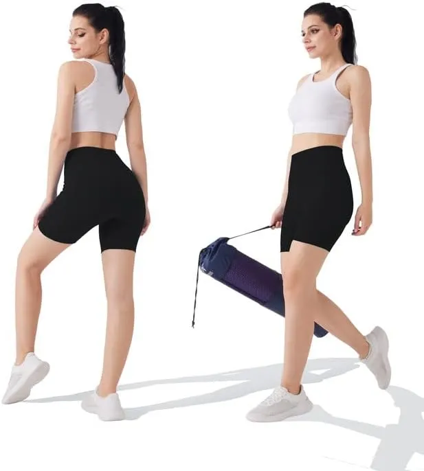 YOGAFREE Biker Shorts for Women High Waist Yoga Shorts with Pockets Stretch Tummy Control Workout Athletic Running Shorts