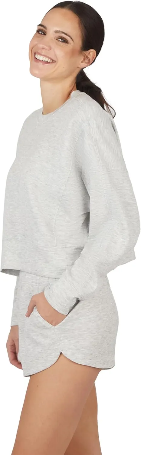 Yogalicious Softlite Zuri Cropped Crew Pullover Sweatshirt and Softlite Zuri Drawstring Short Set