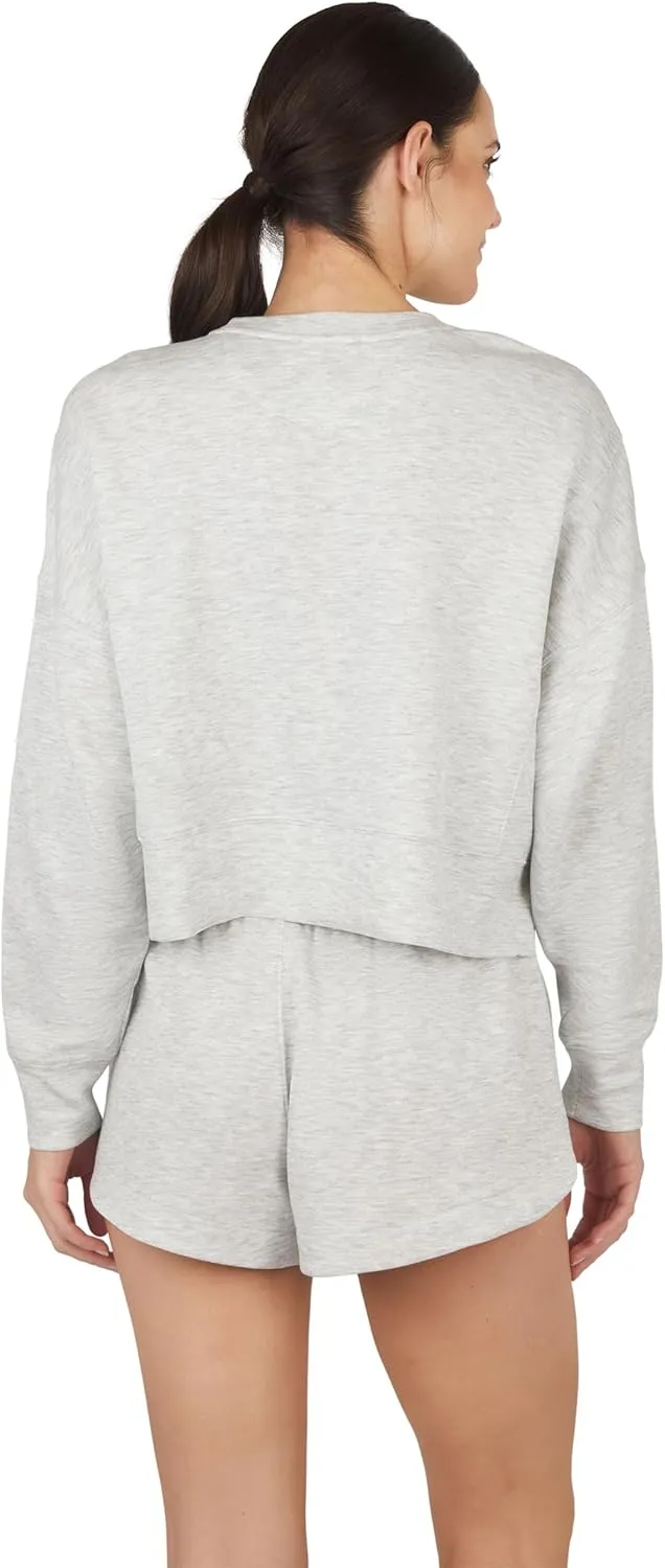 Yogalicious Softlite Zuri Cropped Crew Pullover Sweatshirt and Softlite Zuri Drawstring Short Set
